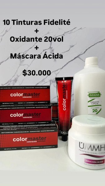 10 tinturas + oxidante + masc acida